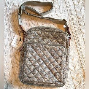 MZ Wallace Quilted Crossbody Bag in Heathered Gray and Taupe
